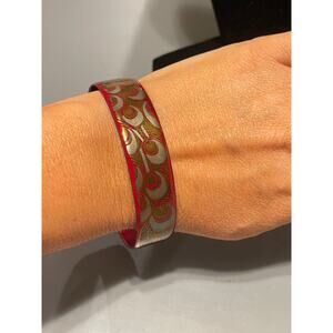 Vintage Italian Bangle Bracelet by Laurana Red & Gold Peacock